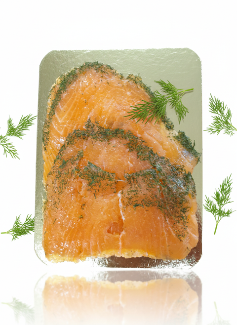 Saumon mariné écossais frais à l'aneth prêt à déguster, qualité premium et saveur authentique