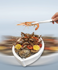 Bateau fruits de mer dégustation pour 2 personnes avec huîtres, gambas, langoustines, couteaux et accompagnements gourmands.