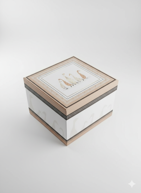 Boîte élégante cadeau Foie Gras Chasselas artisanale française avec décor canards