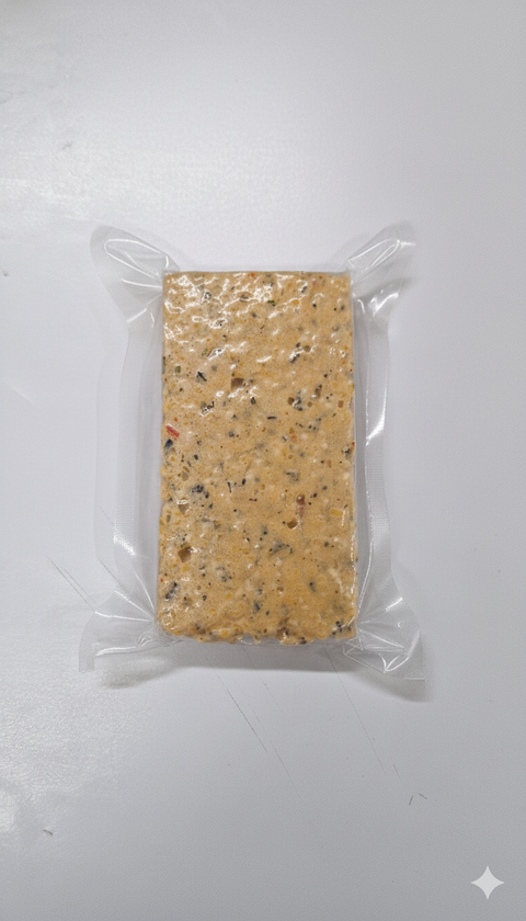 Pavé mariné au four emballé sous vide prêt à cuire dôme aux herbes et épices méditerranéennes